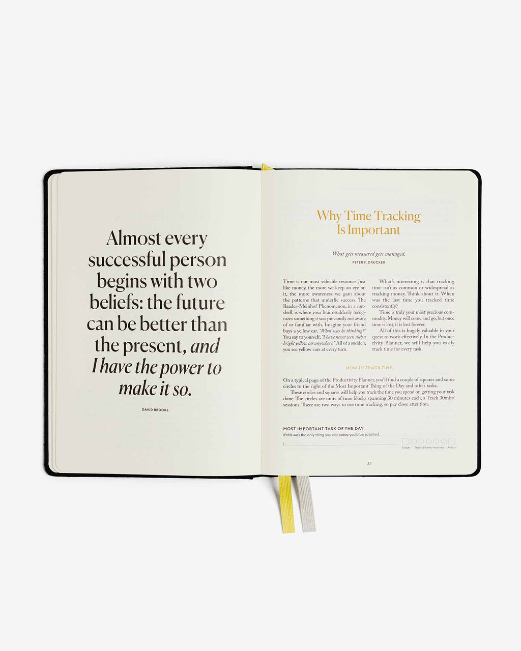 Open book with text on a white background