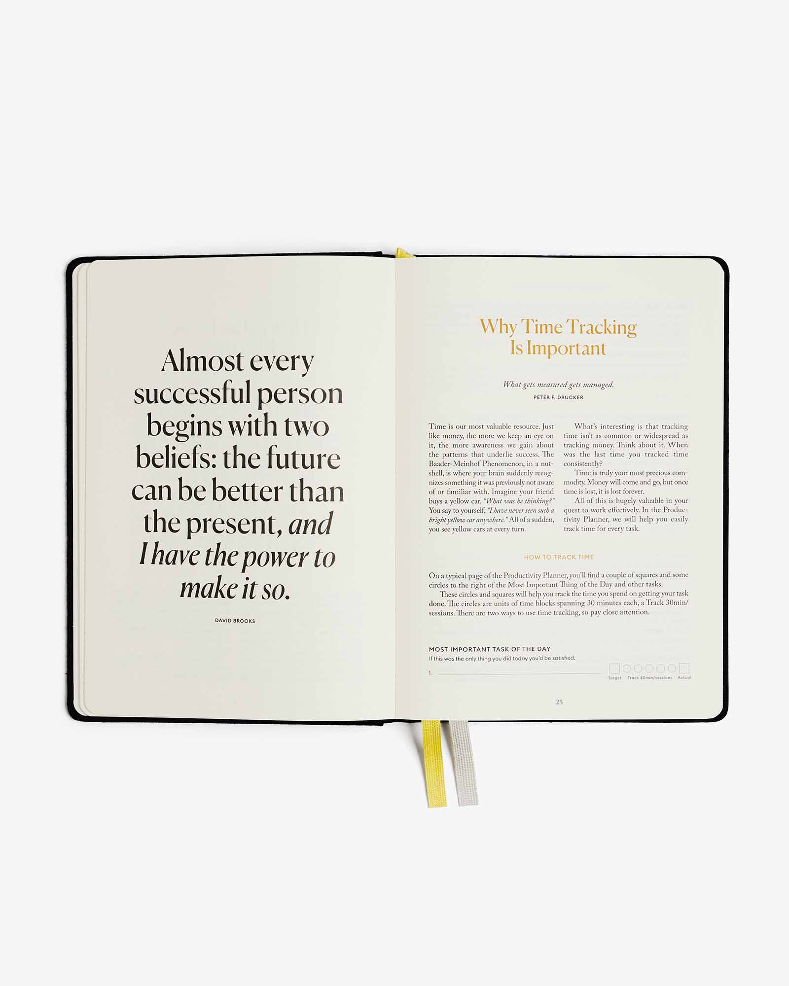 Open book with text on a white background