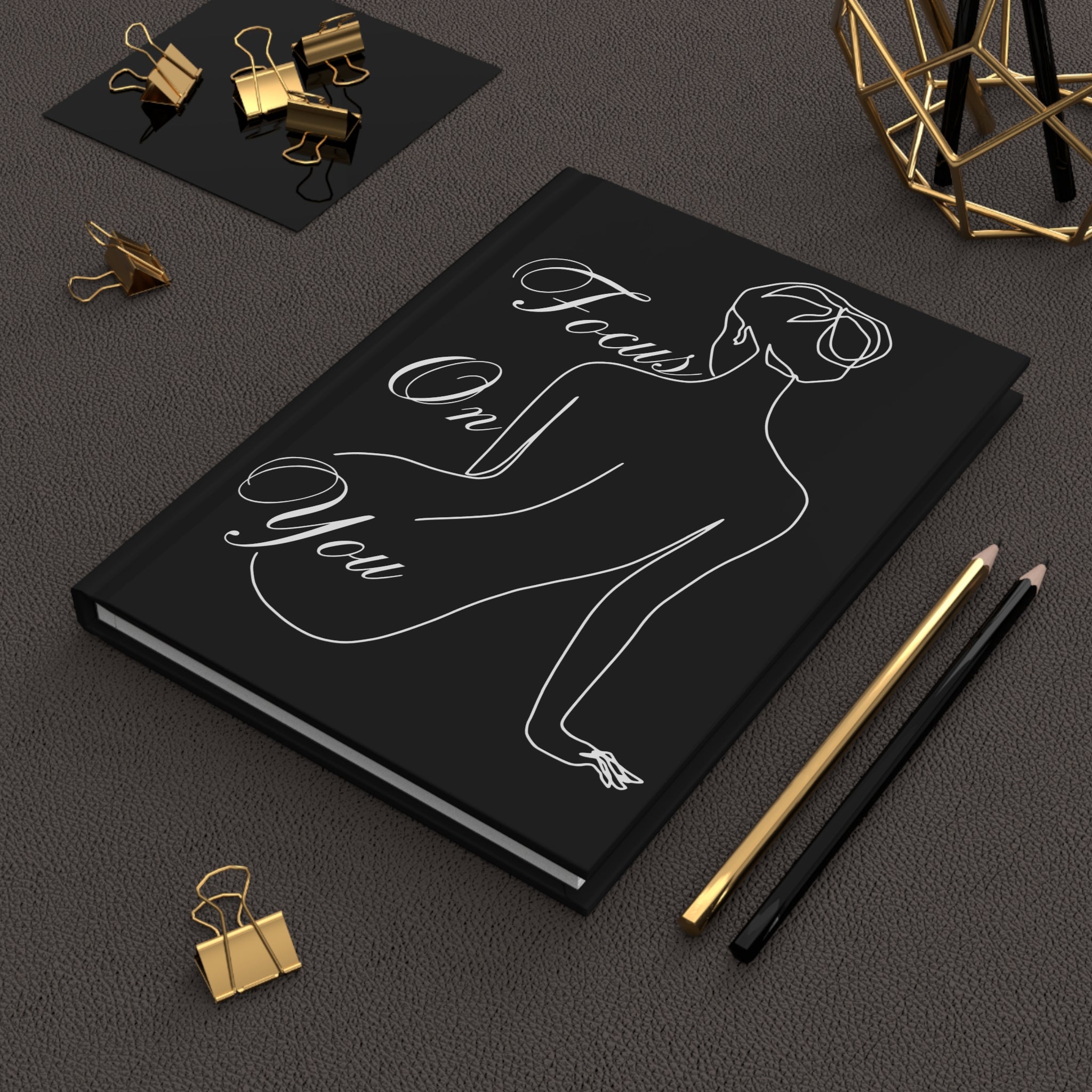 Journal — "Focus On You" Minimal Line Art Hardcover by Printify
