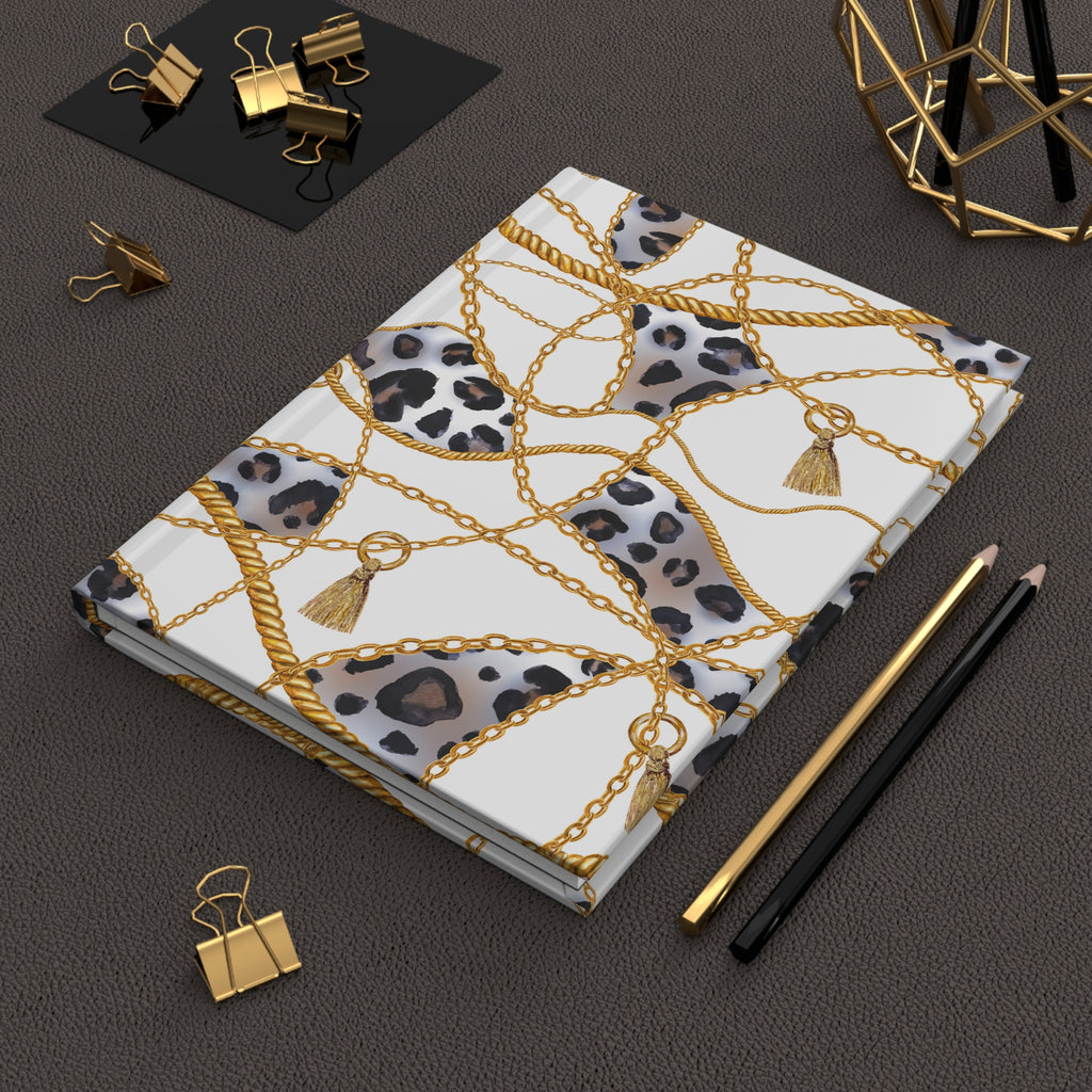 Leopard Chain Hardcover Journal — Lined Matte Notebook for Stylish Notes & Gifts by Printify