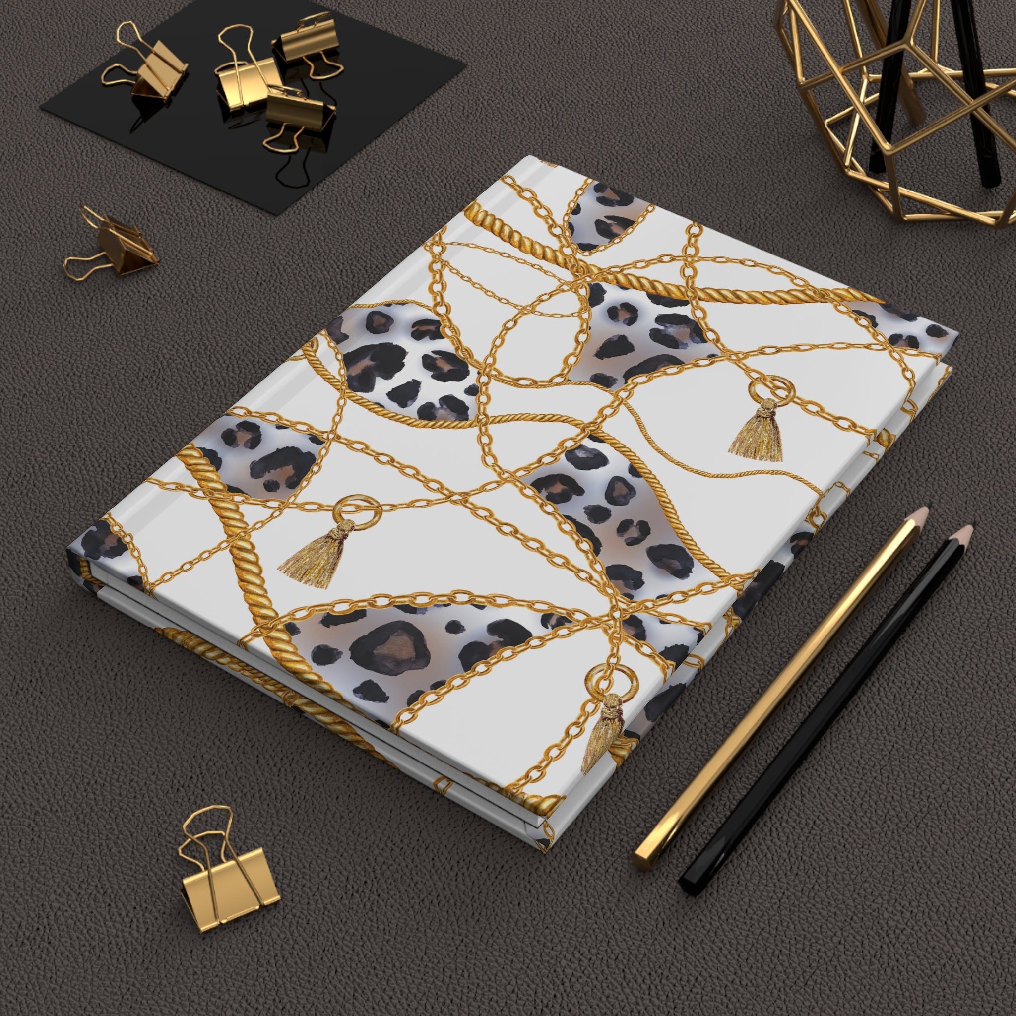 Leopard Chain Hardcover Journal — Lined Matte Notebook for Stylish Notes & Gifts by Printify