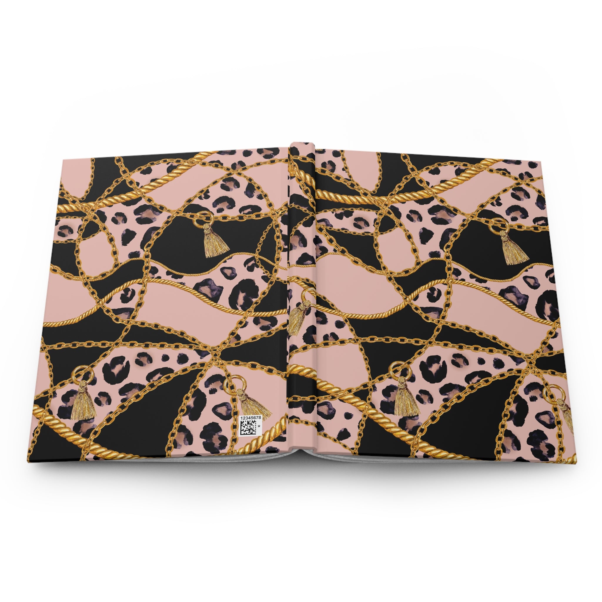 Leopard Chain Hardcover Journal — Pink & Gold Lined Notebook by Printify