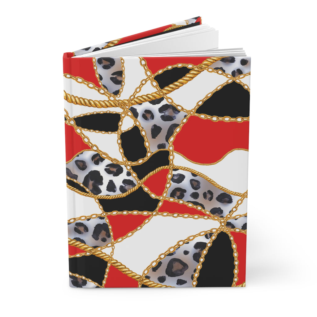 Leopard Chain Patchwork Hardcover Journal — Lined Notebook for Notes & Planning by Printify