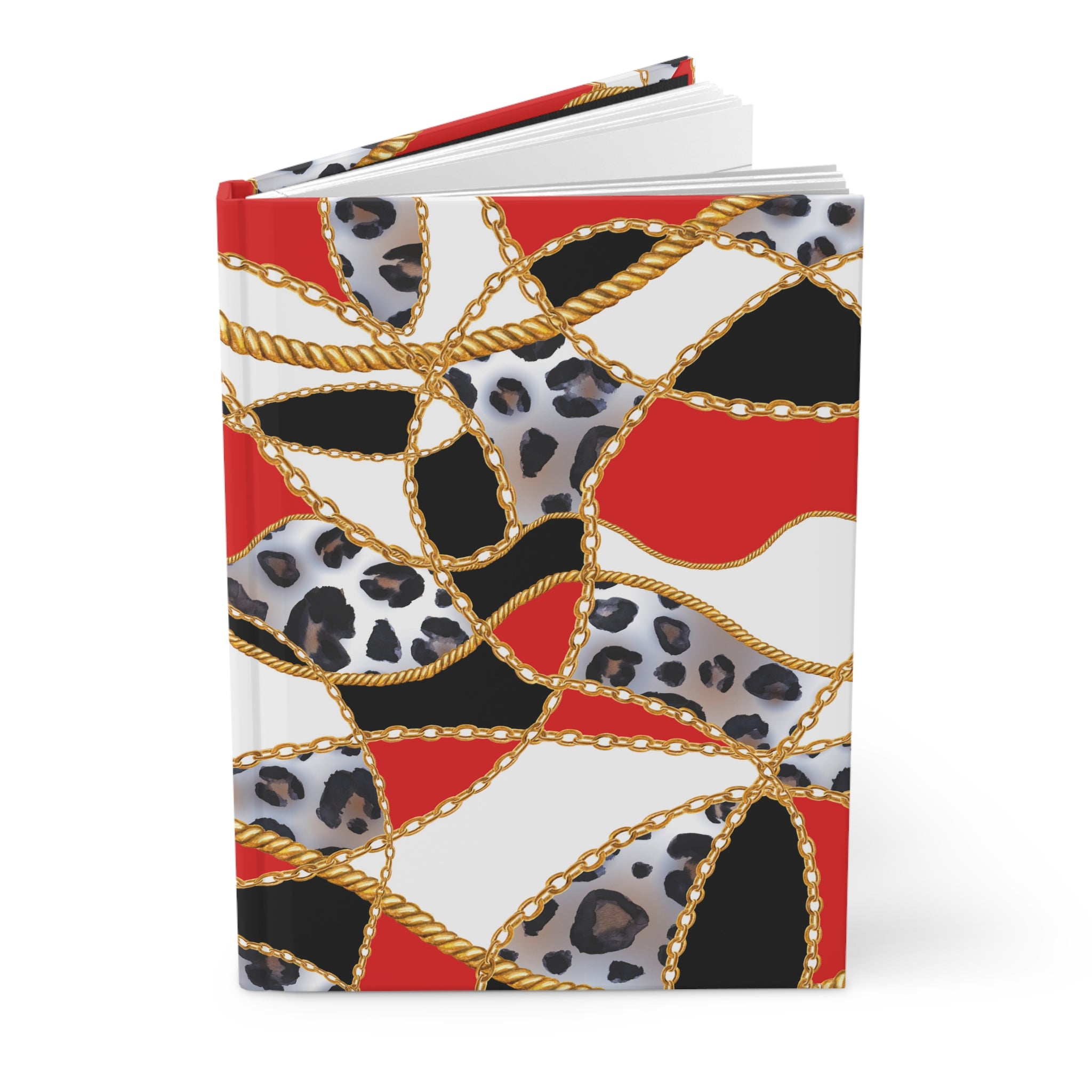 Leopard Chain Patchwork Hardcover Journal — Lined Notebook for Notes & Planning by Printify