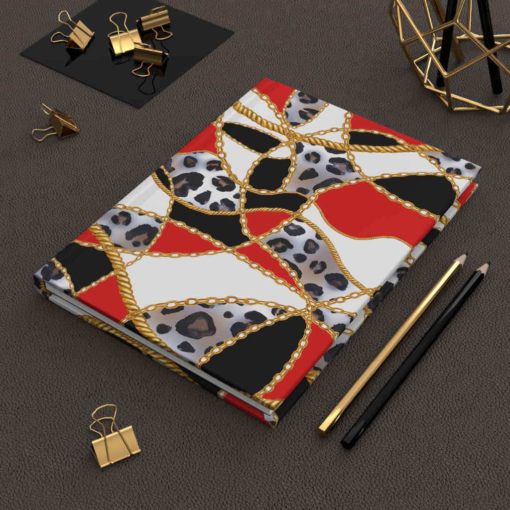 Leopard Chain Patchwork Hardcover Journal — Lined Notebook for Notes & Planning by Printify