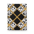 Leopard Chain Plaid Hardcover Journal — Luxe Black & Gold Lined Notebook by Printify