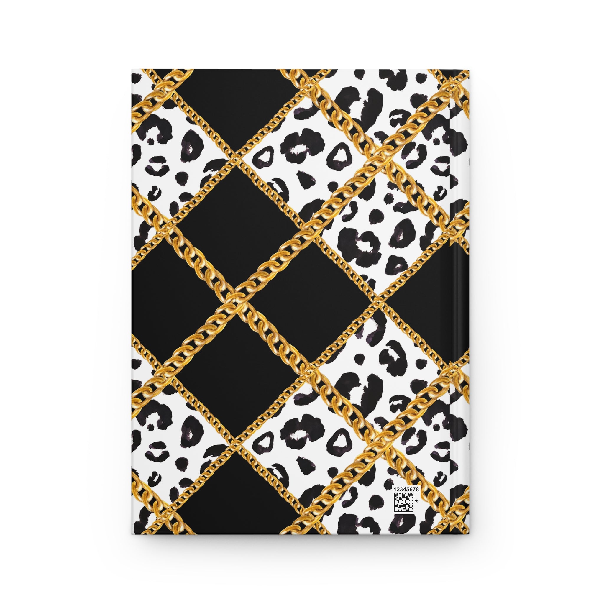 Leopard Chain Plaid Hardcover Journal — Luxe Black & Gold Lined Notebook by Printify