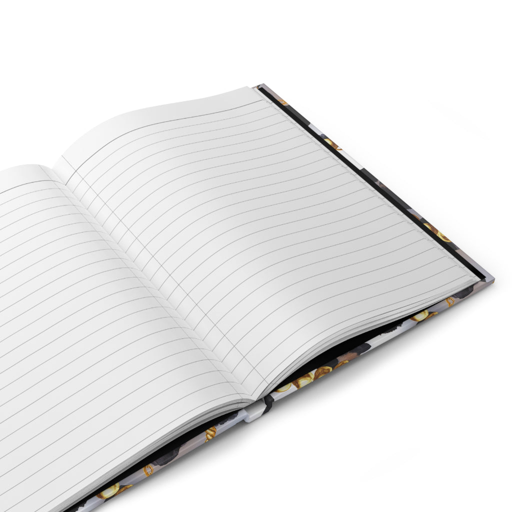 Leopard & Gold Chain Hardcover Journal — Lined Matte Notebook by Printify