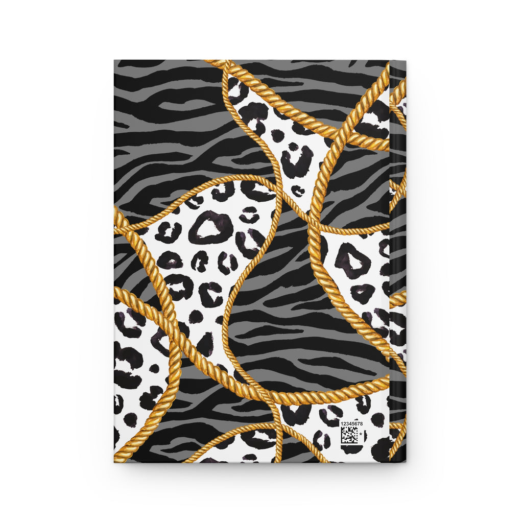 Leopard & Rope Pattern Hardcover Journal — Lined Black Zebra Notebook by Printify
