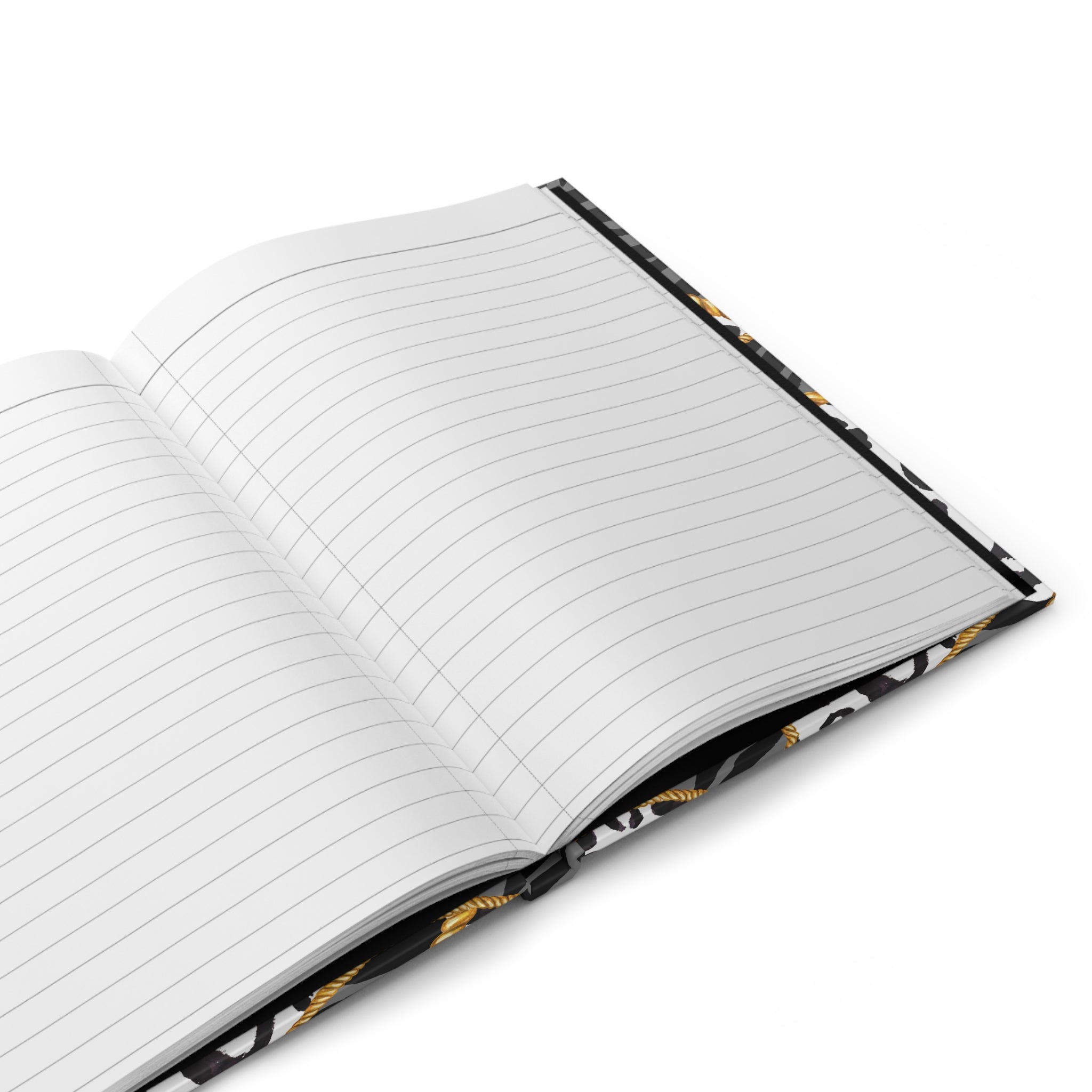 Leopard & Rope Pattern Hardcover Journal — Lined Black Zebra Notebook by Printify