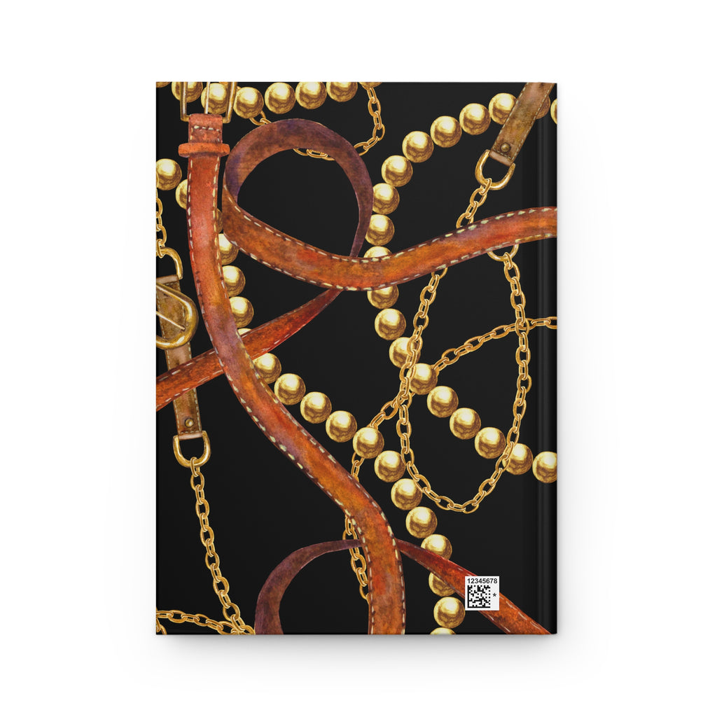 Hardcover Journal — "My Daily Journal" Black & Gold Chain Design (Lined)