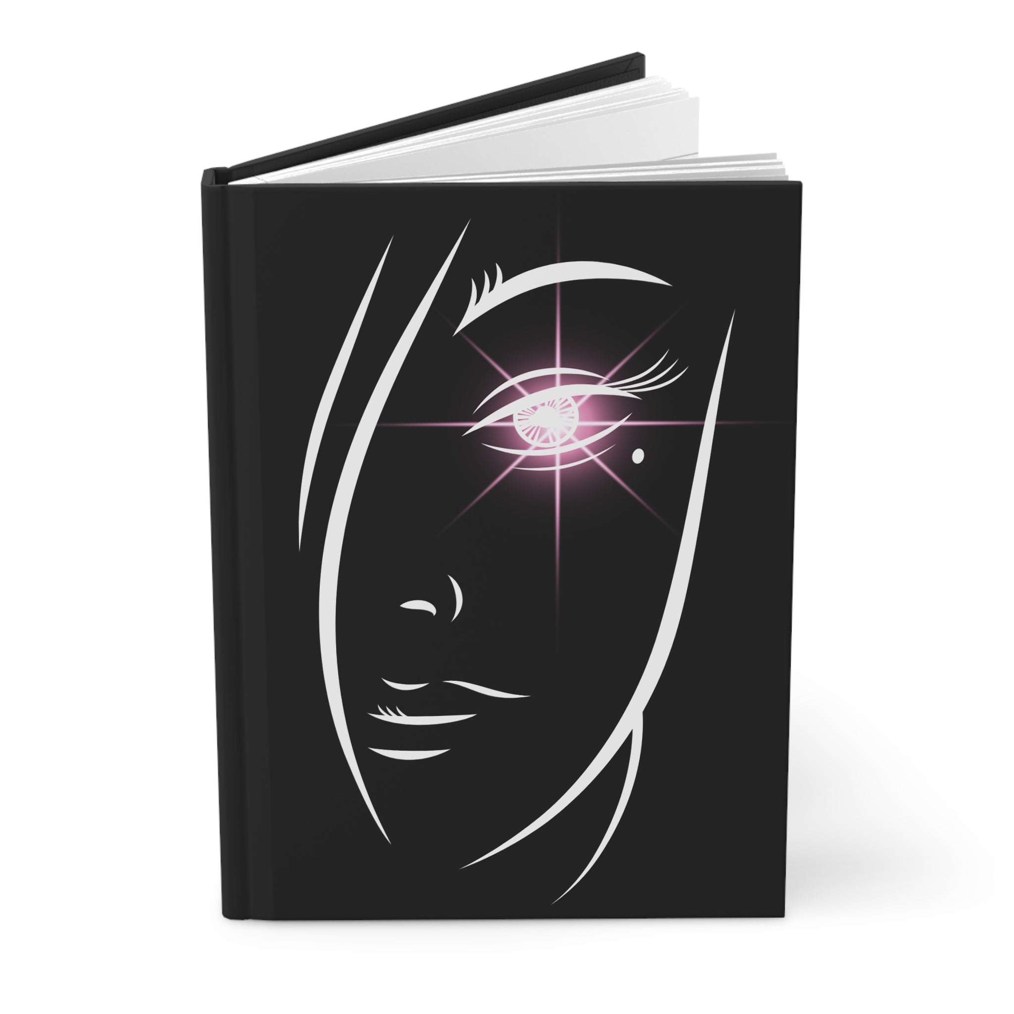 Mystic Gaze Hardcover Journal — Lined Matte Black Notebook by Printify