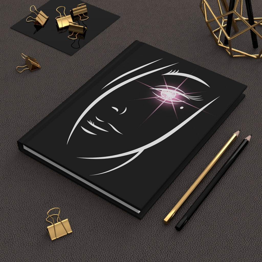 Mystic Gaze Hardcover Journal — Lined Matte Black Notebook by Printify