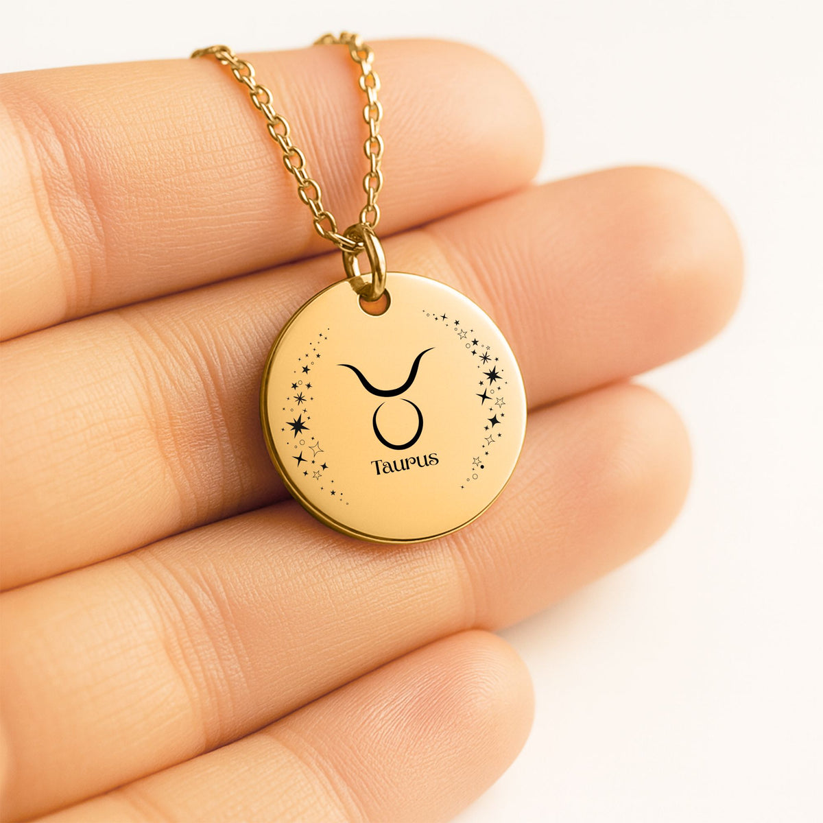 Taurus Engraved Coin Necklace | Personalized Zodiac Pendant by OwnPrint