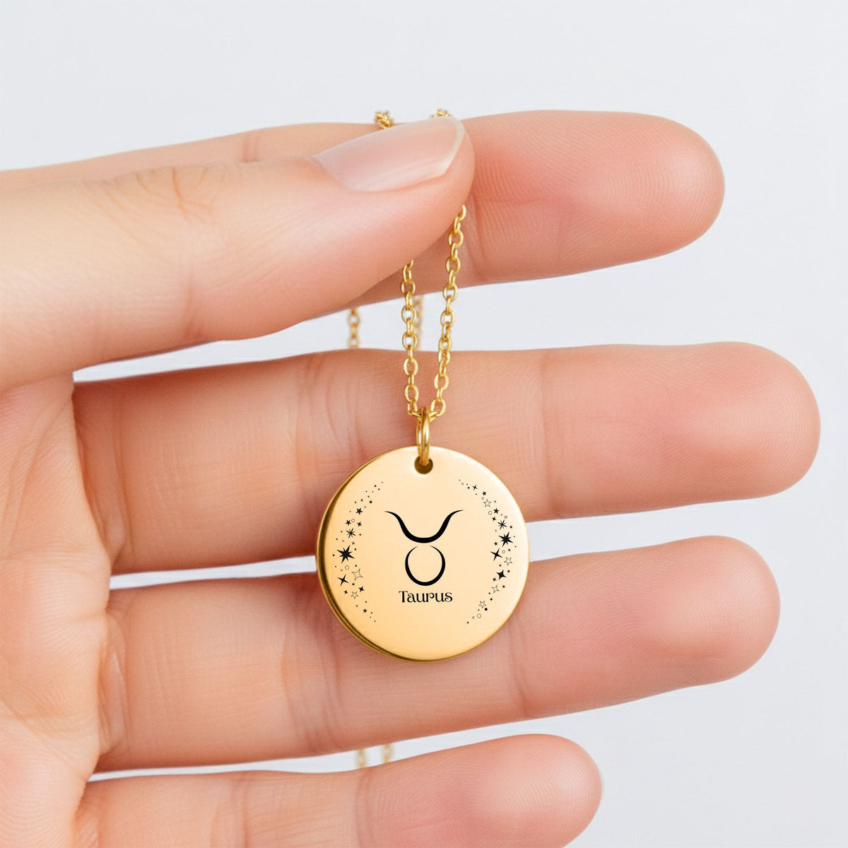 Taurus Engraved Coin Necklace | Personalized Zodiac Pendant by OwnPrint