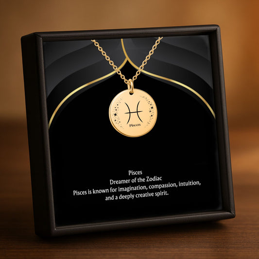 Pisces Engraved Coin Necklace | Personalized Zodiac Pendant by OwnPrint