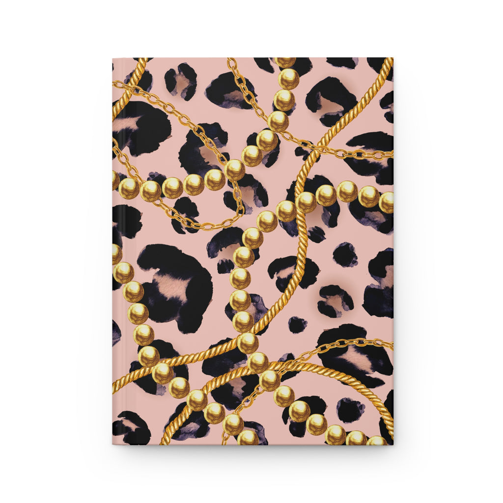 Leopard Chains Hardcover Journal — Pink Animal Print Lined Notebook by Printify