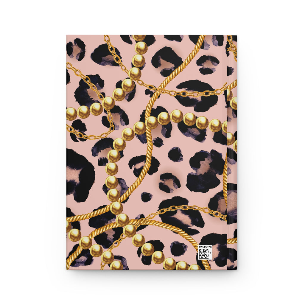 Leopard Chains Hardcover Journal — Pink Animal Print Lined Notebook by Printify