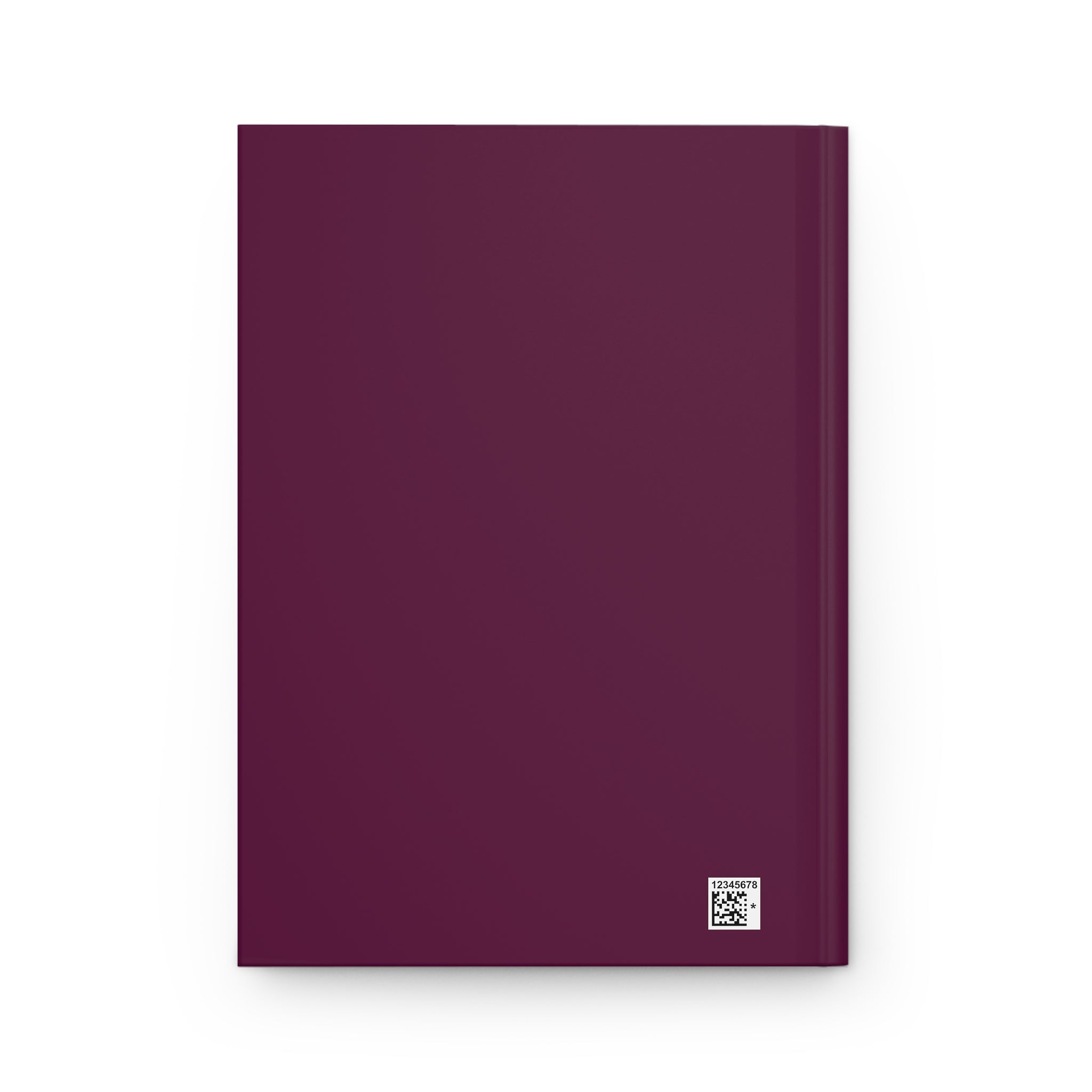 A hardcover notebook in a deep plum purple color, shown from a straight-on perspective against a clean white background.