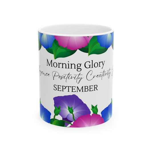 September Morning Glory Floral Mug — Birth Month Flower Coffee Cup by Printify