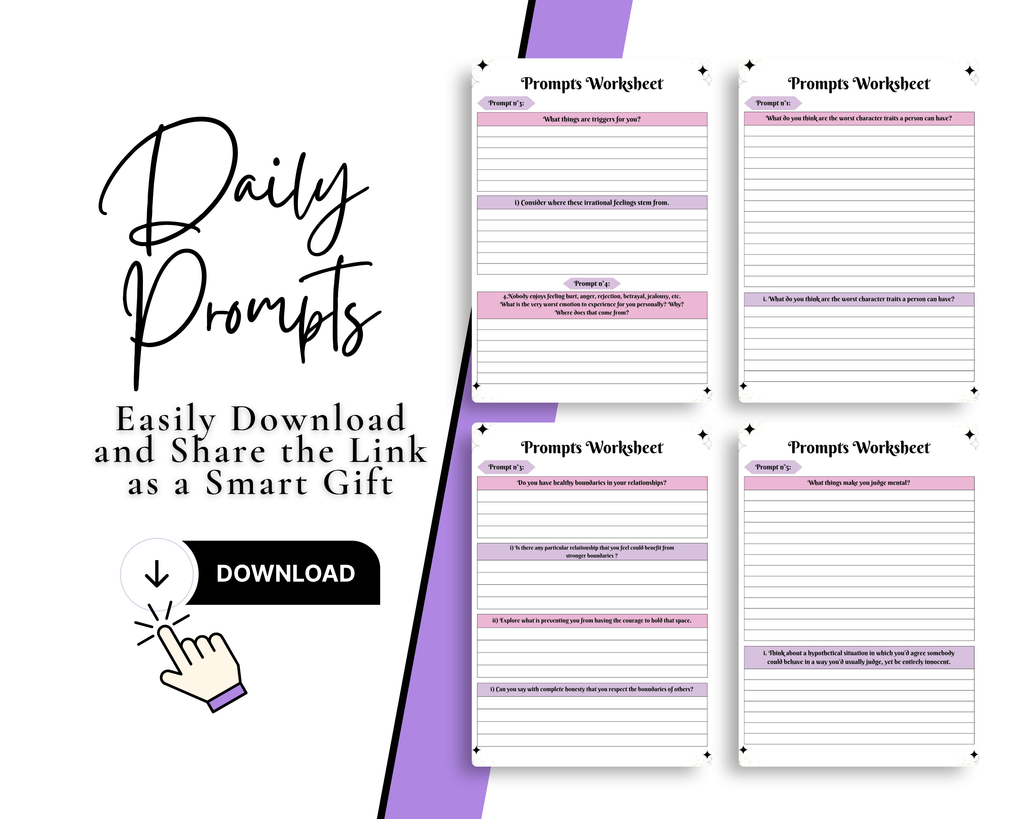 Prompts Worksheet with daily prompts on a white background