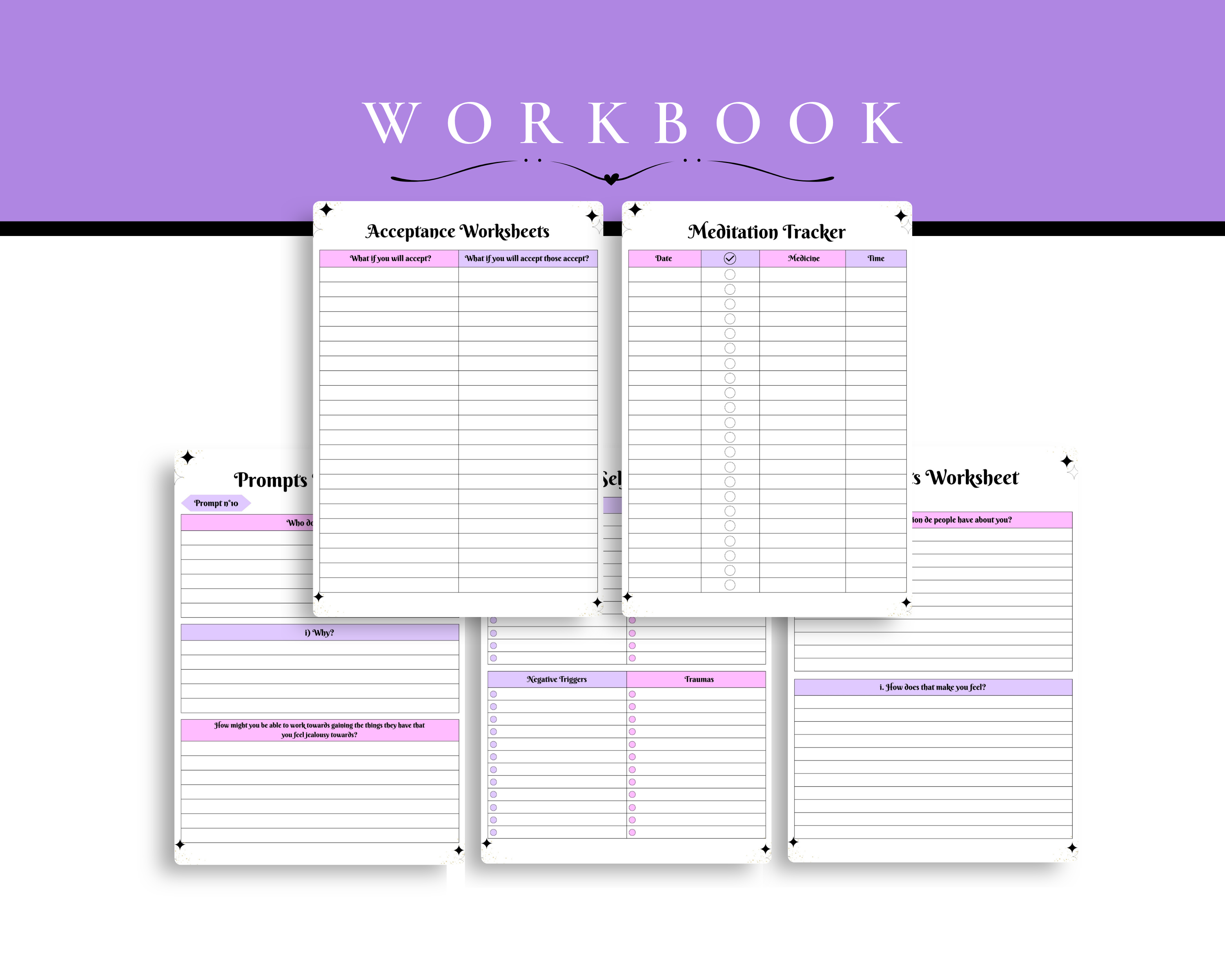 Workbook with various worksheets on a white background
