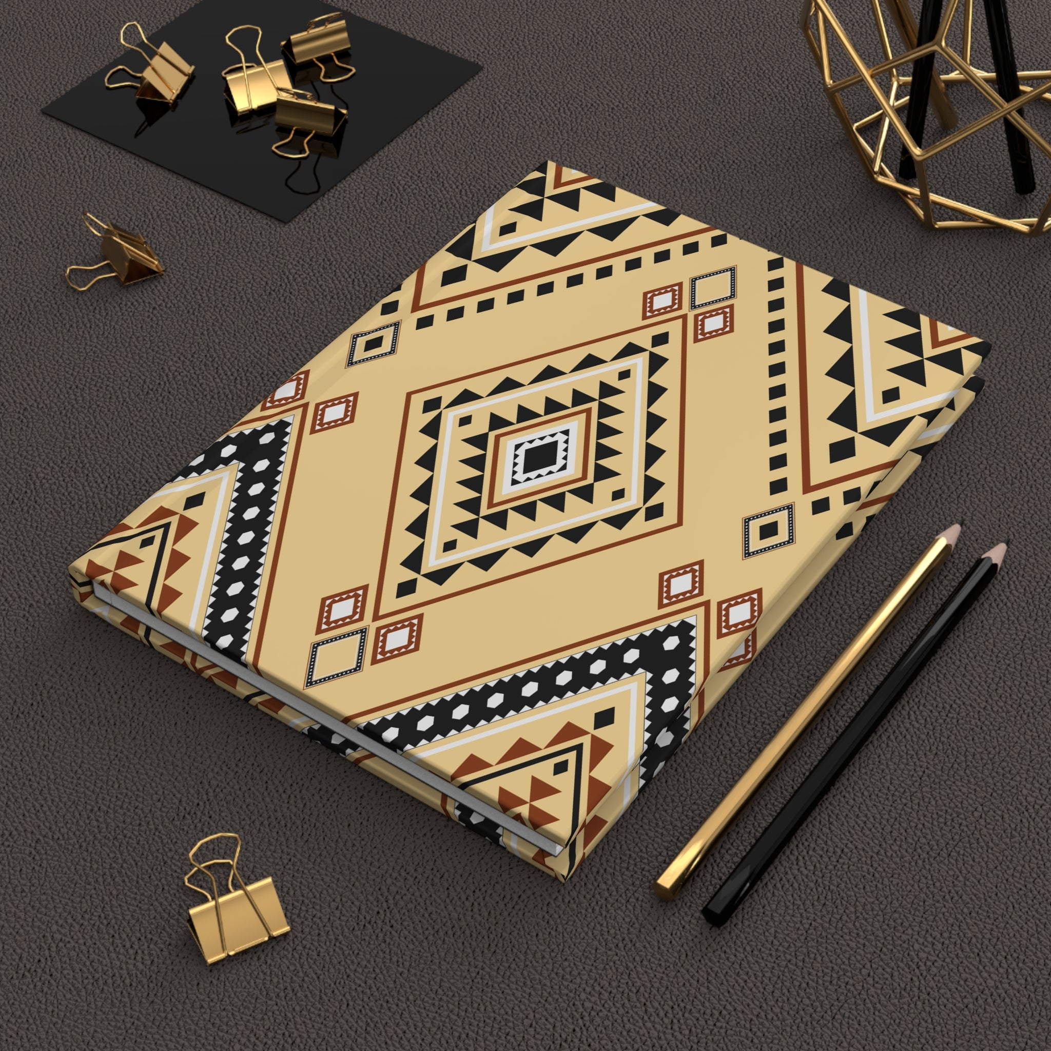 Southwestern Diamond Hardcover Journal — Lined Matte Notebook by Printify