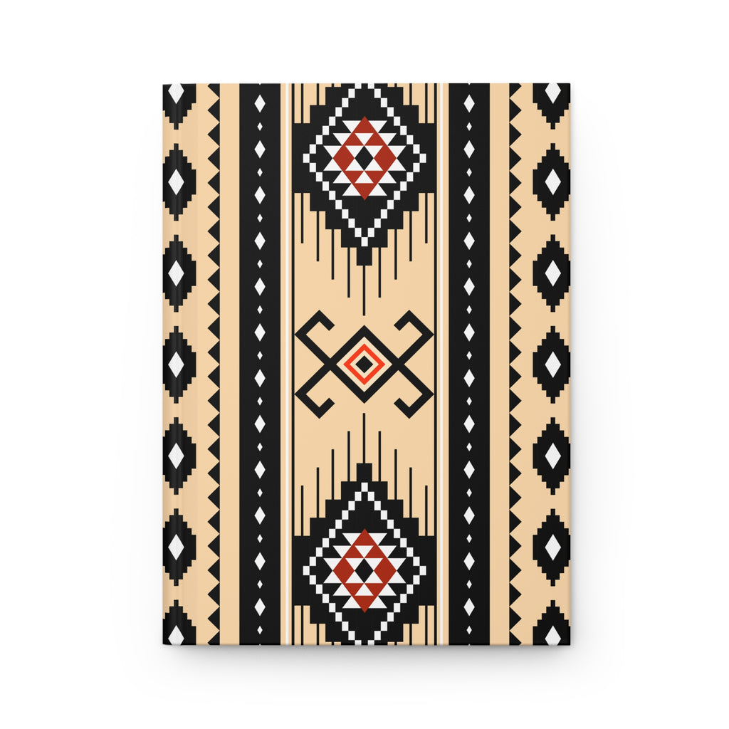 A rectangular canvas print featuring a Southwestern geometric pattern in beige, black, white, and red, displayed against a clean white background.
