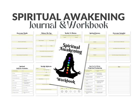 Spiritual Awakening Journal & Workbook with chakra design on a white background