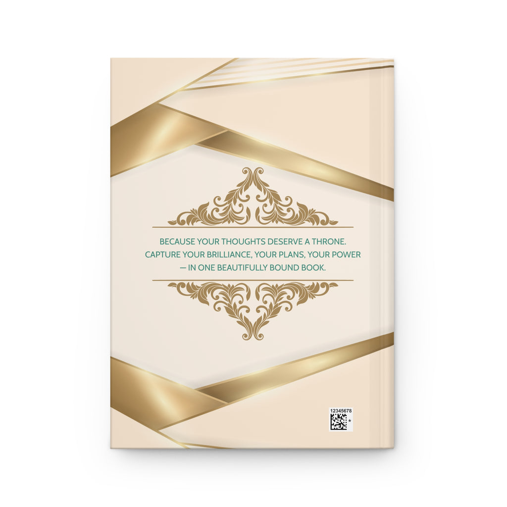 The Queen's Notes Hardcover Journal — Elegant Lined Notebook with Gold Filigree & Jewel Accent