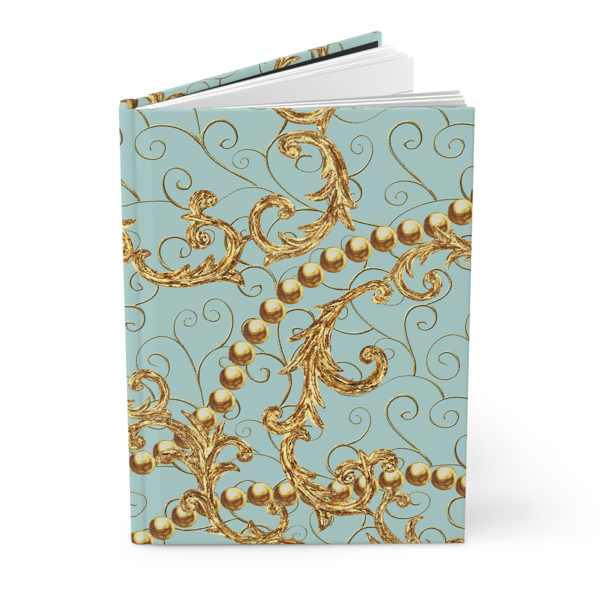 Baroque Gold Scroll Hardcover Journal — Lined Matte Notebook by Printify