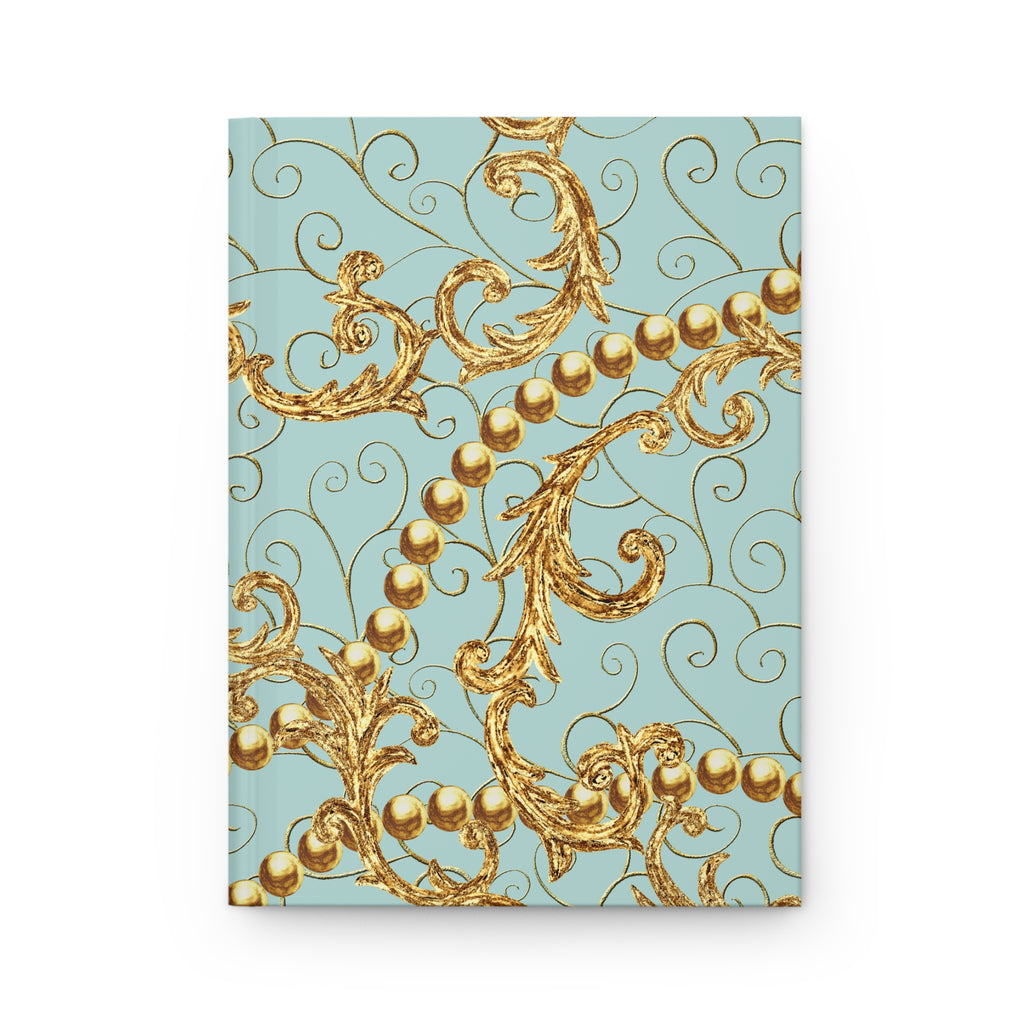 Baroque Gold Scroll Hardcover Journal — Lined Matte Notebook by Printify