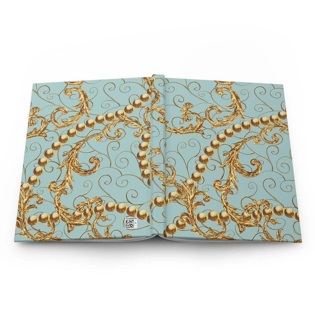 Baroque Gold Scroll Hardcover Journal — Lined Matte Notebook by Printify