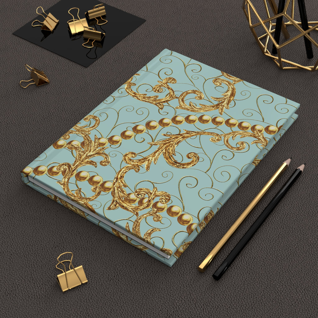 Baroque Gold Scroll Hardcover Journal — Lined Matte Notebook by Printify