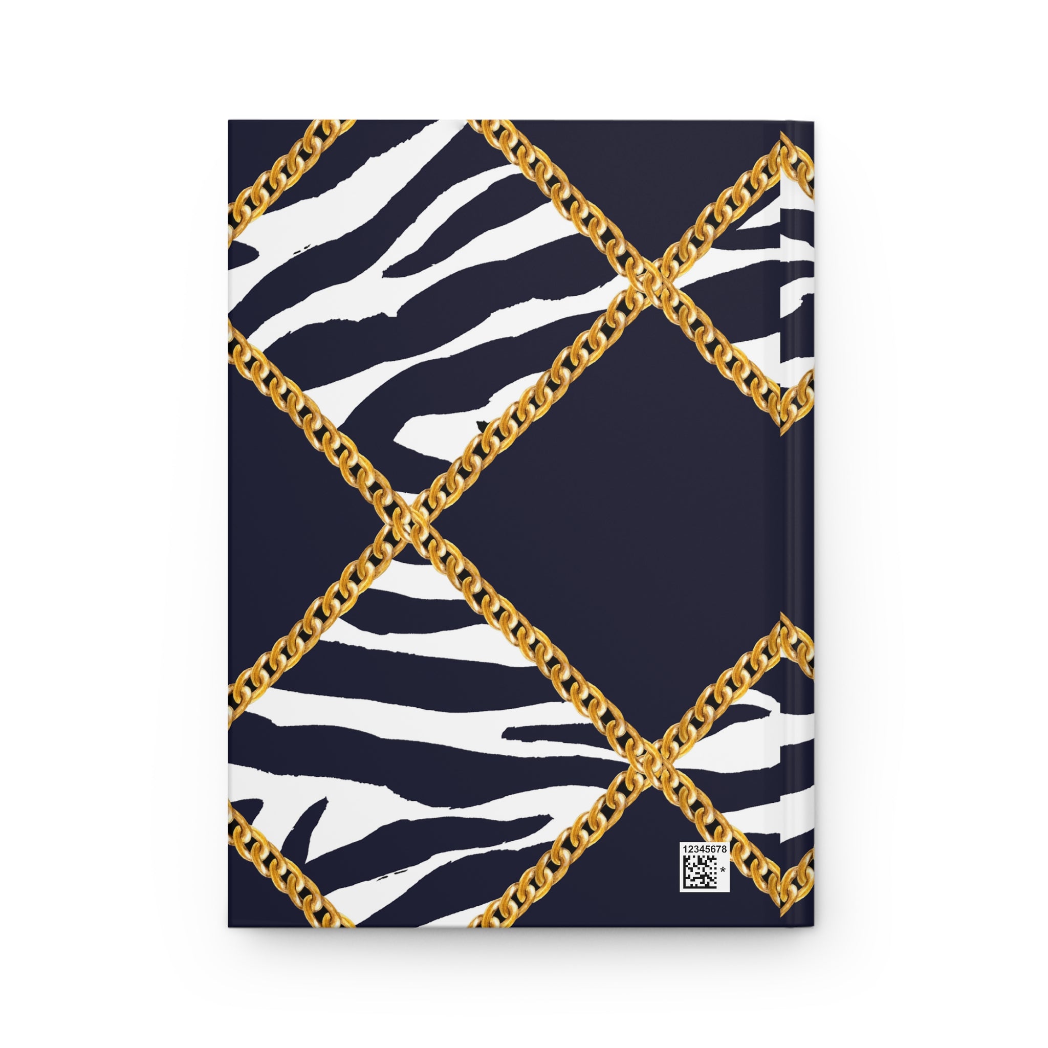 Zebra Chain Hardcover Journal — Lined Navy & Gold Fashion Notebook by Printify