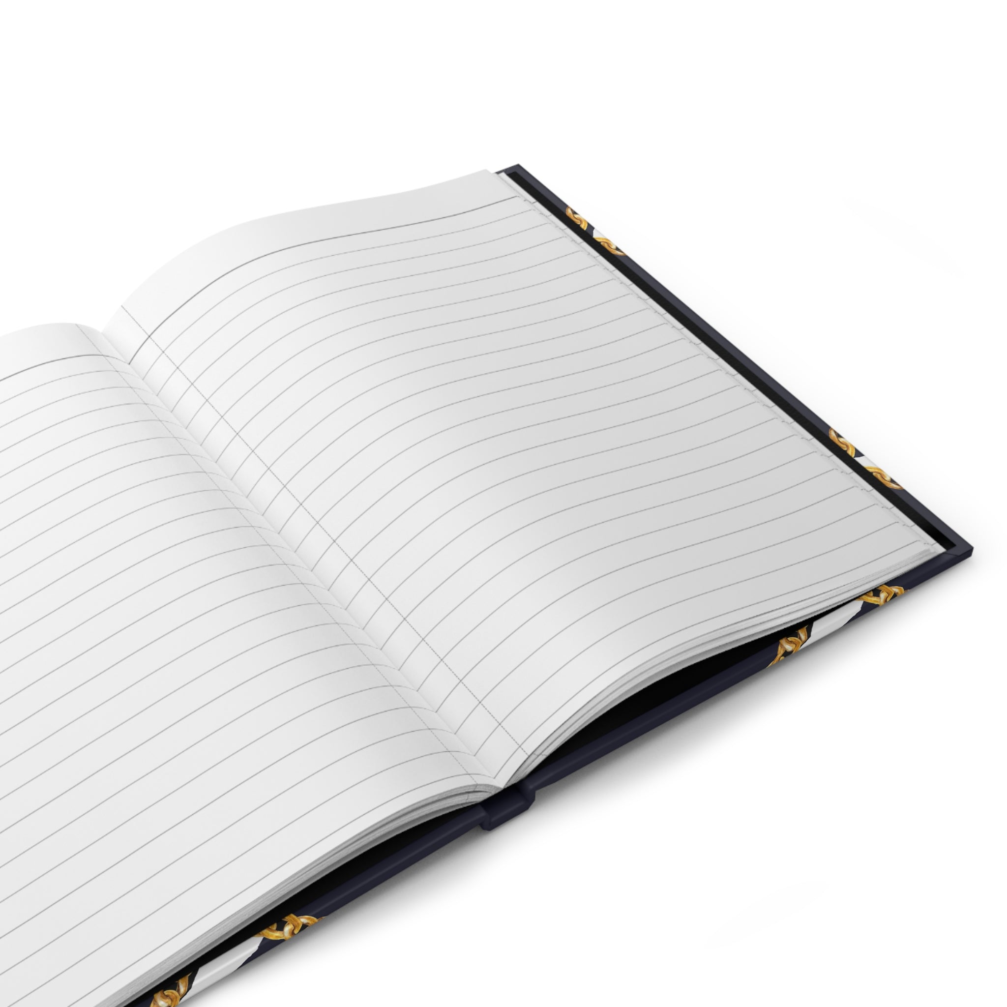Zebra Chain Hardcover Journal — Lined Navy & Gold Fashion Notebook by Printify