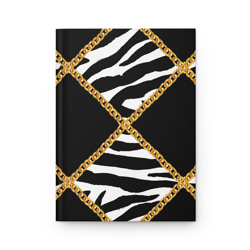 Zebra & Gold Chain Hardcover Journal — Lined Matte Notebook for Stylish Notes by Printify