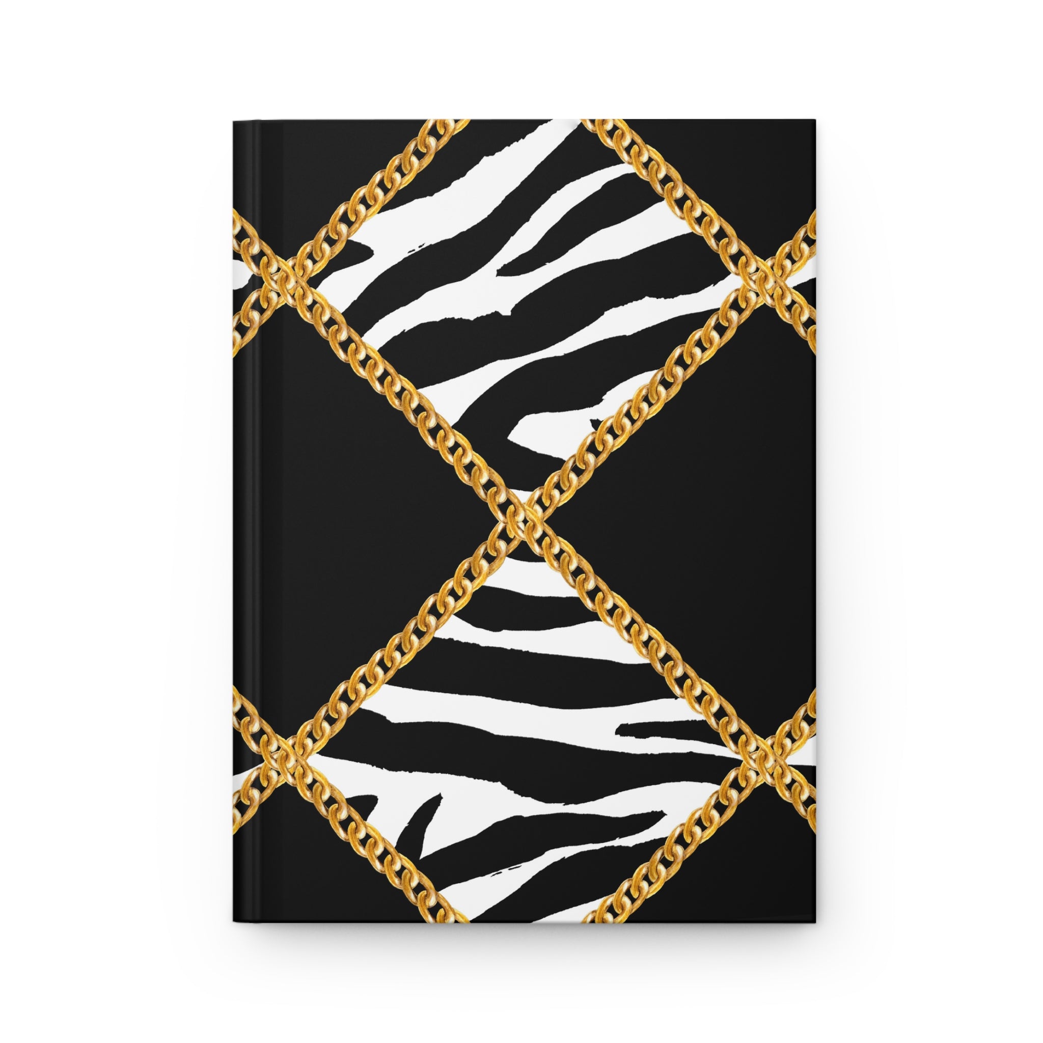 Zebra & Gold Chain Hardcover Journal — Lined Matte Notebook for Stylish Notes by Printify