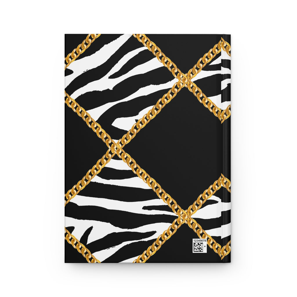 Zebra & Gold Chain Hardcover Journal — Lined Matte Notebook for Stylish Notes by Printify