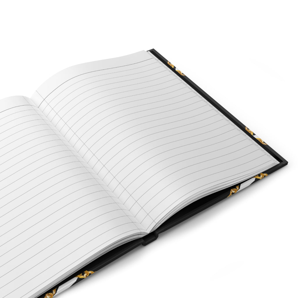 Zebra & Gold Chain Hardcover Journal — Lined Matte Notebook for Stylish Notes by Printify