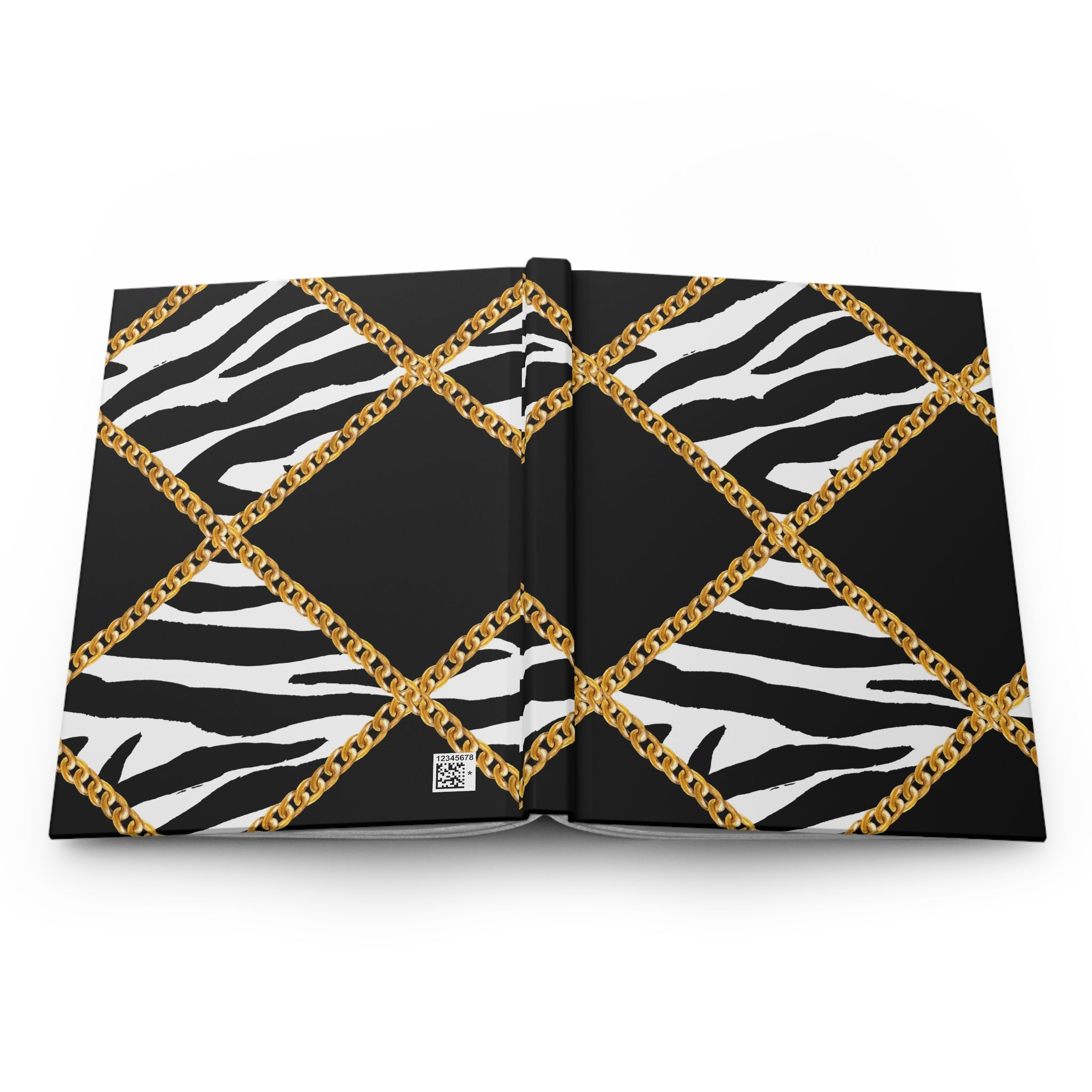 Zebra & Gold Chain Hardcover Journal — Lined Matte Notebook for Stylish Notes by Printify