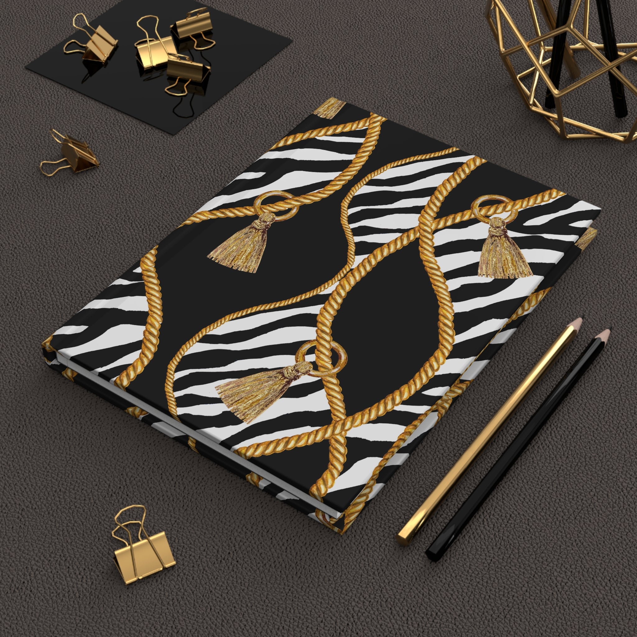 Zebra Rope & Tassel Hardcover Journal — Lined Notebook for Notes & Daily Planning by Printify