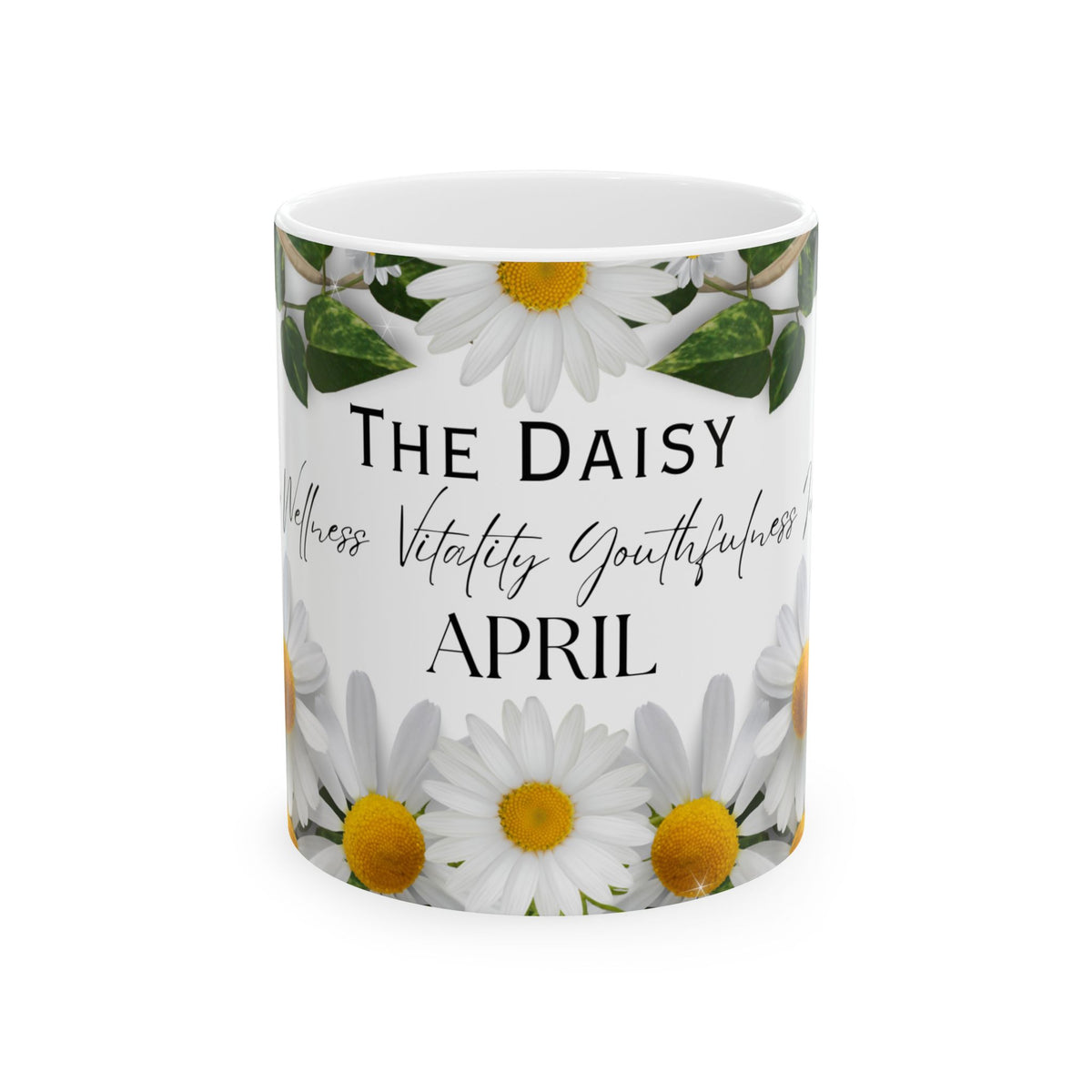 April Daisy Floral Ceramic Mug — “The Daisy” Birth Flower Coffee Cup (11oz & 15oz) by Printify