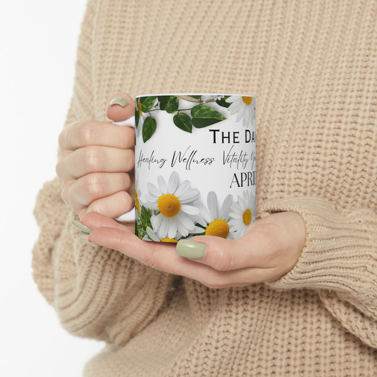 April Daisy Floral Ceramic Mug — “The Daisy” Birth Flower Coffee Cup (11oz & 15oz) by Printify