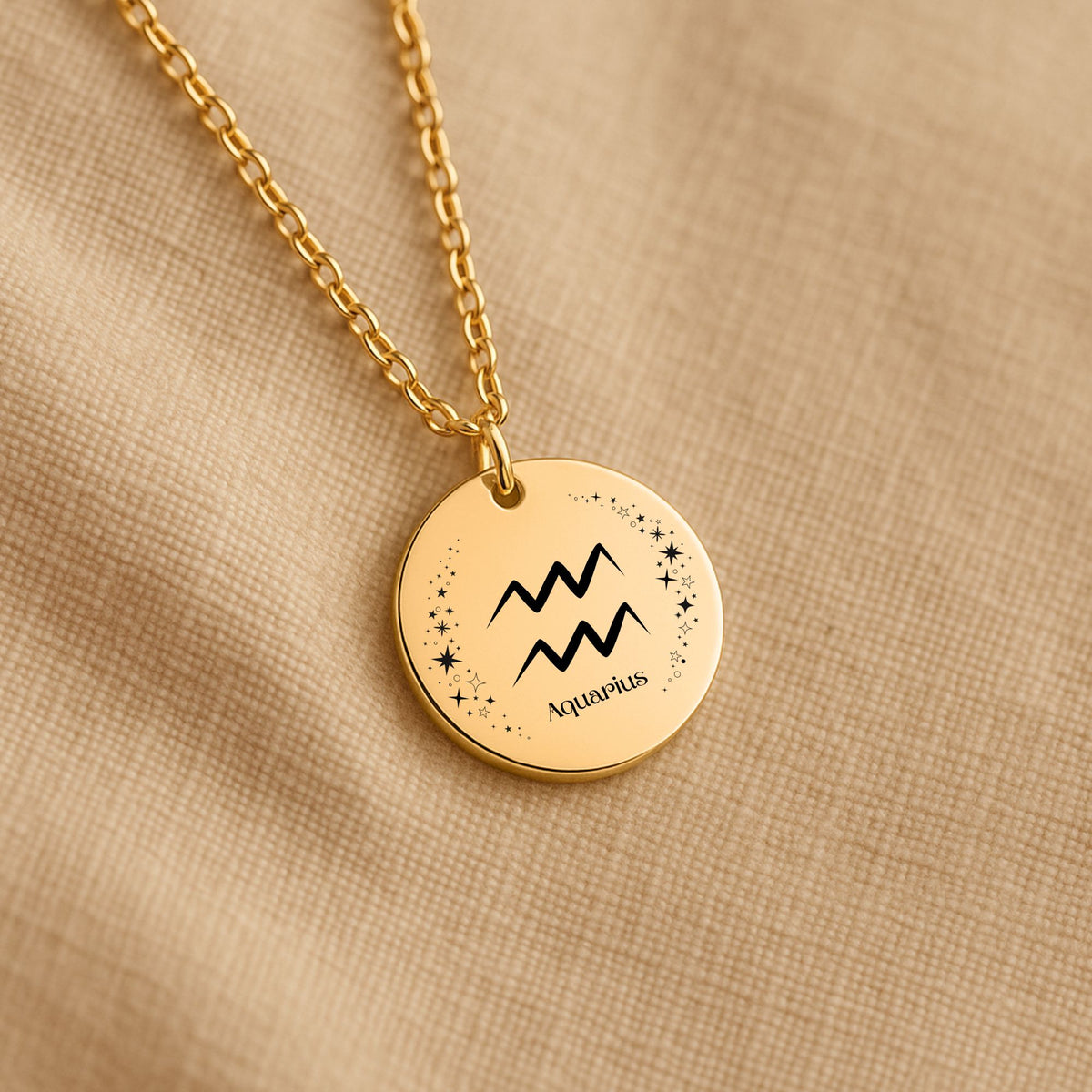 Aquarius Engraved Coin Necklace | Personalized Zodiac Jewelry by OwnPrint