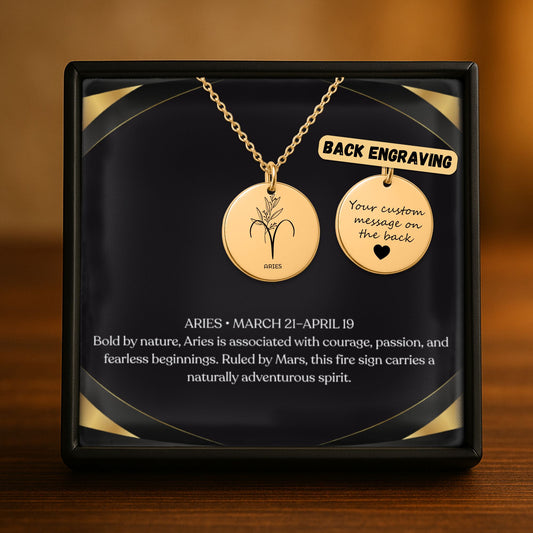 Aries Zodiac Coin Necklace – Minimalist Aries Pendant Jewelry by OwnPrint