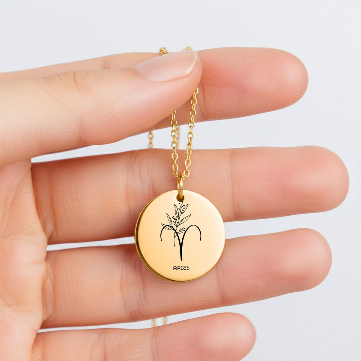 Aries Zodiac Coin Necklace – Minimalist Aries Pendant Jewelry by OwnPrint
