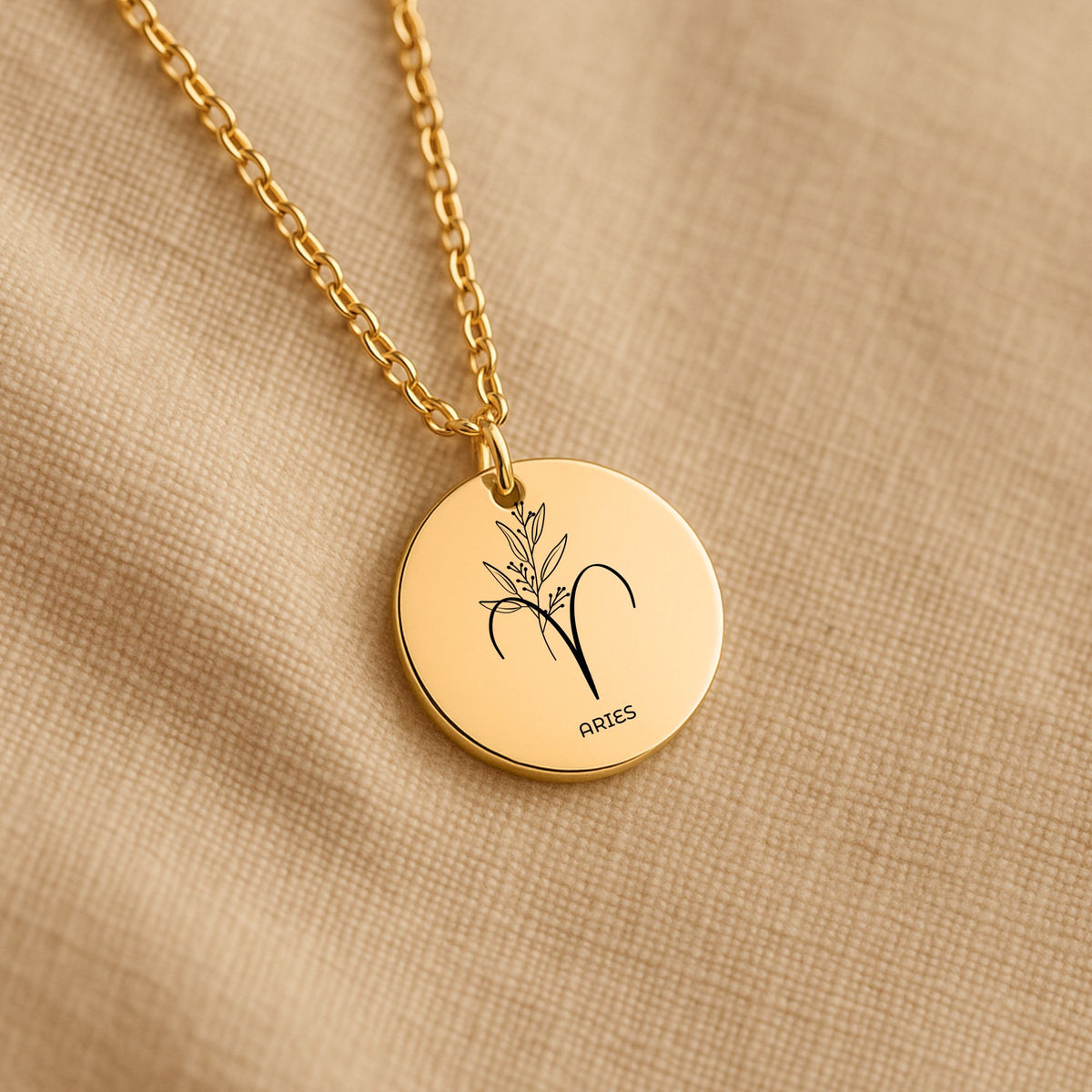 Aries Zodiac Coin Necklace – Minimalist Aries Pendant Jewelry by OwnPrint