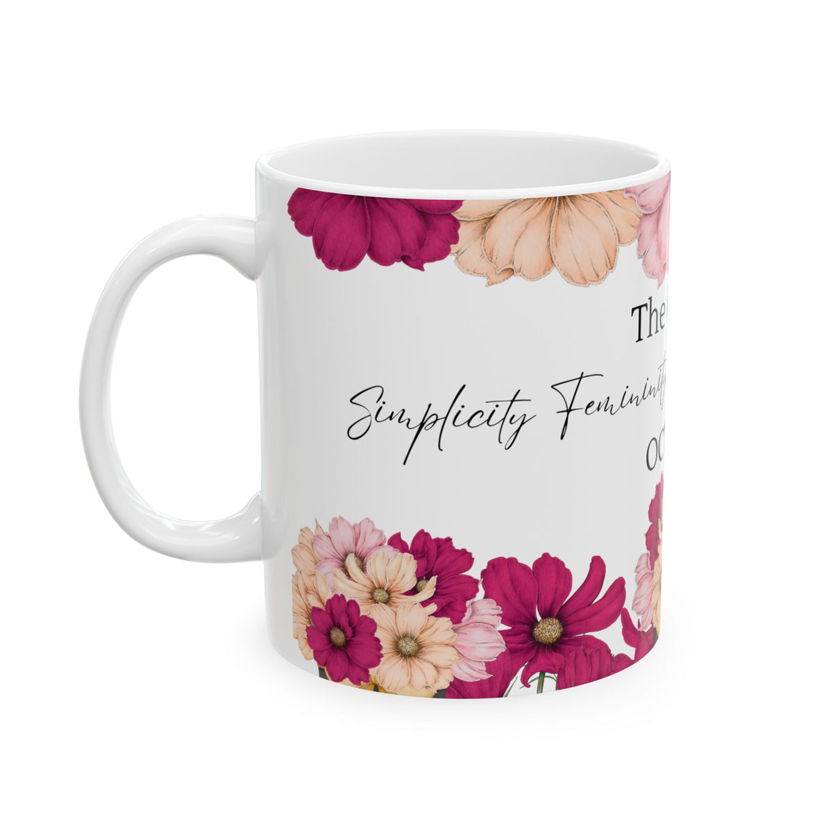 October Cosmos Floral Birth Month Mug — 'The Cosmos' October Birthday Coffee Cup by Printify