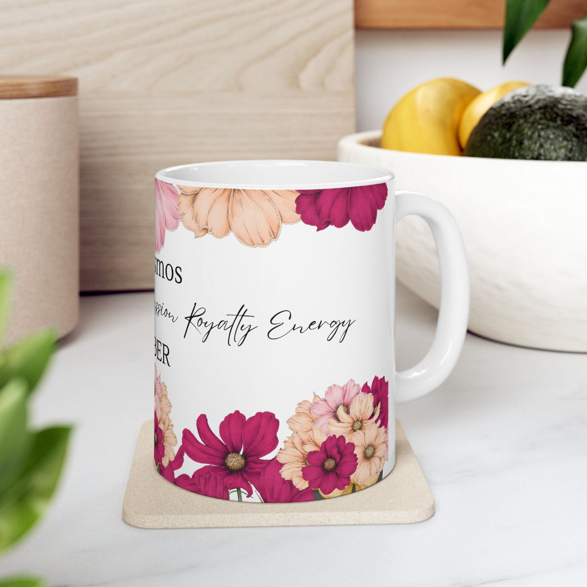 October Cosmos Floral Birth Month Mug — 'The Cosmos' October Birthday Coffee Cup by Printify